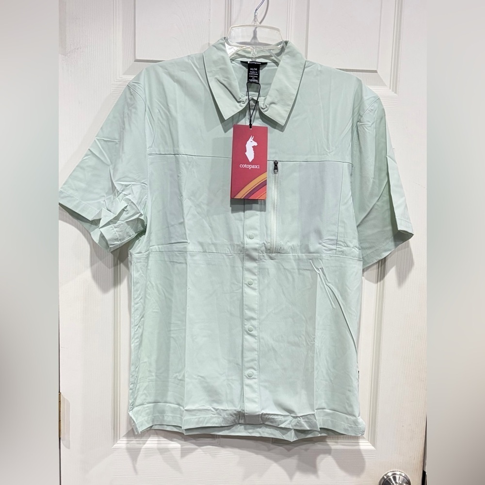 Cotopaxi Men's Medium Sumaco Short-Sleeve Shirt Light Blue Foam NWT UPF 50
